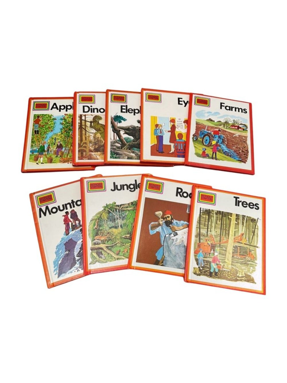 Wonder Starters HC Books Lot 9  Dinosaurs Apples Eyes More Library Binding 1970s